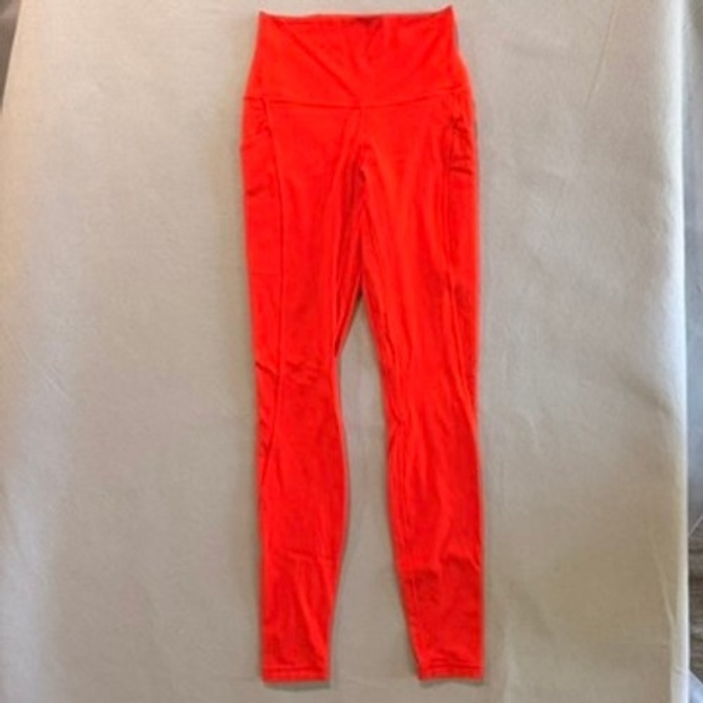 Lululemon Women Align HR Pant Size 4 Orange High Rise Pockets 27 inseam